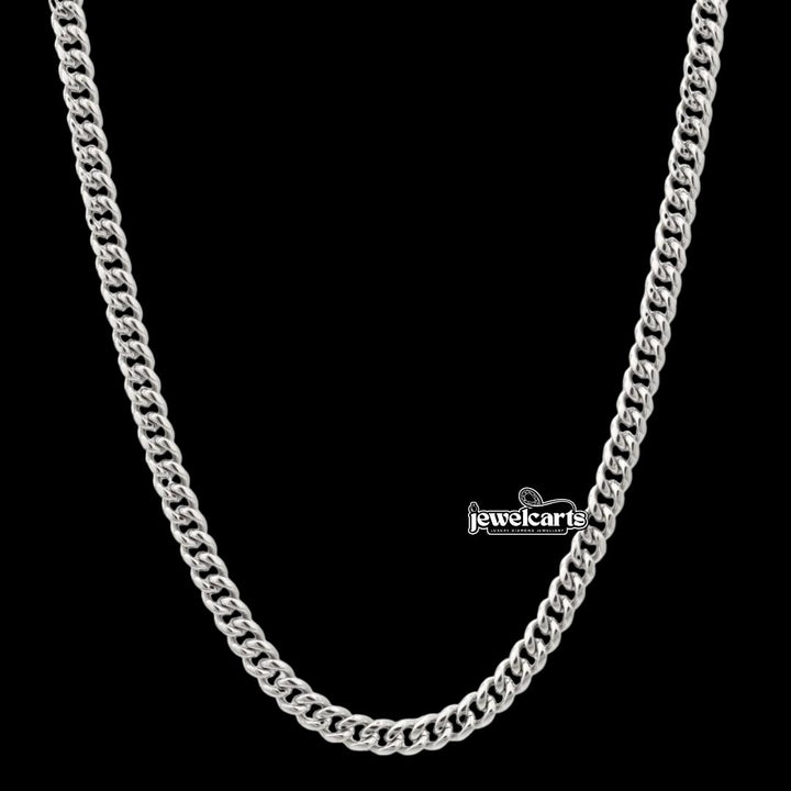3MM Cuban Link Chain Solid 925 Silver Front View