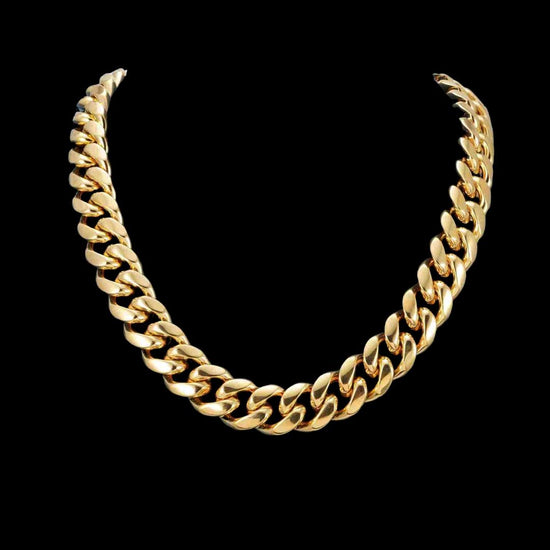 18MM Yellow Gold Cuban Chain and Bracelet Set
