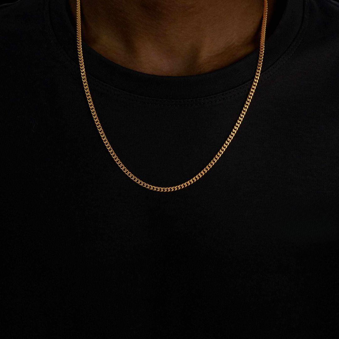 3mm Cuban Link Chain and Bracelet Set in Gold