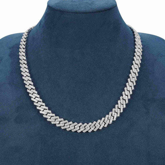 12MM VVS Moissanite Double Row Cuban Necklace 14K White Gold