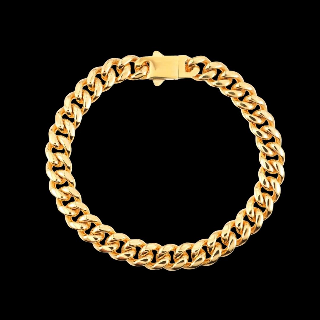 10MM 14K Gold Cuban Chain and Bracelet Set