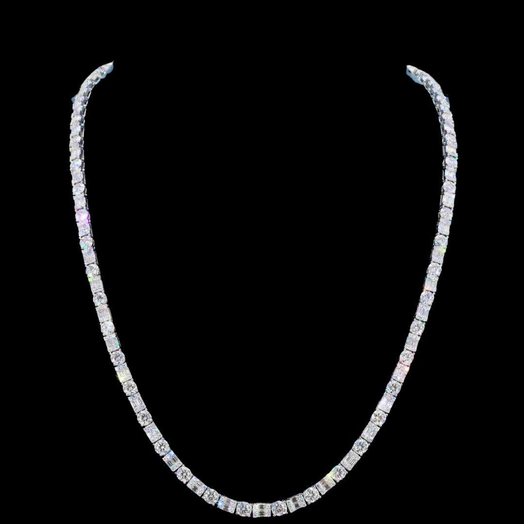 5MM Hybrid Cut Moissanite Tennis Chain 14K Gold
