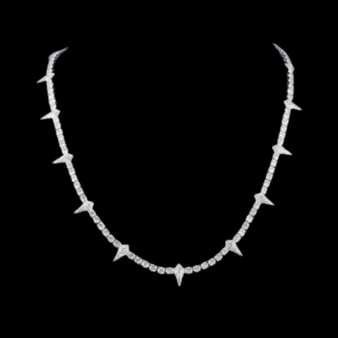 4MM Moissanite Spiked Tennis Chain 14K Gold