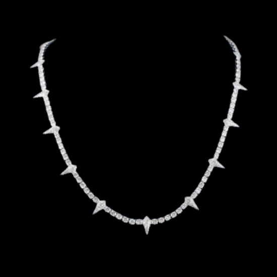 4MM Moissanite Spiked Tennis Chain 14K Gold