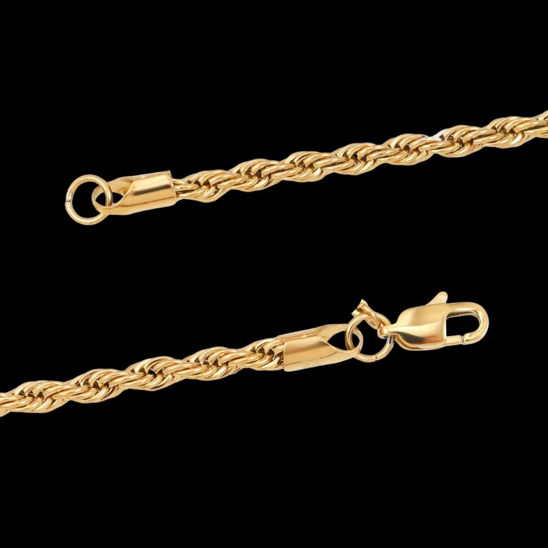 4MM 14K Gold Rope Chain and Bracelet Set Chain Clasp View