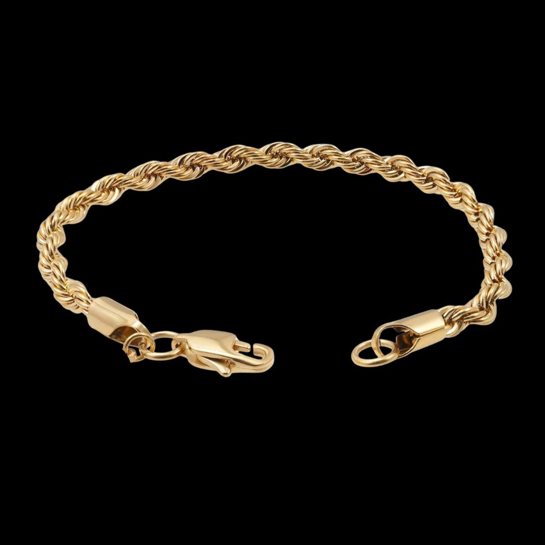 4MM 14K Gold Rope Chain and Bracelet Set Clasp View