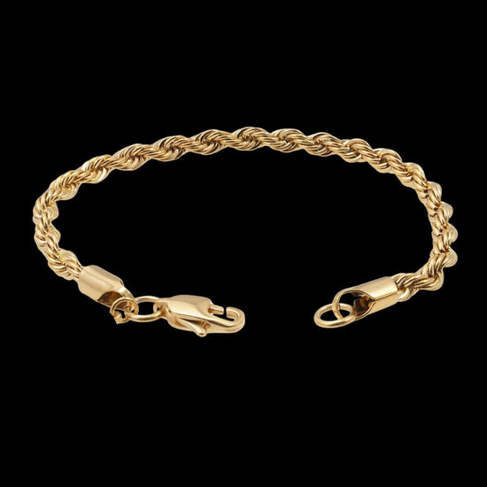 4MM 14K Gold Rope Chain and Bracelet Set Clasp View