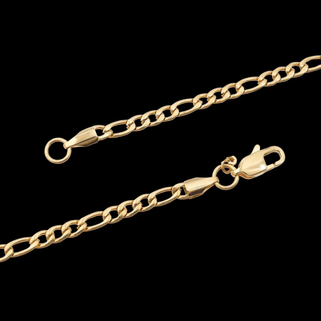 4MM 14K Yellow Gold Figaro Chain Clasp View