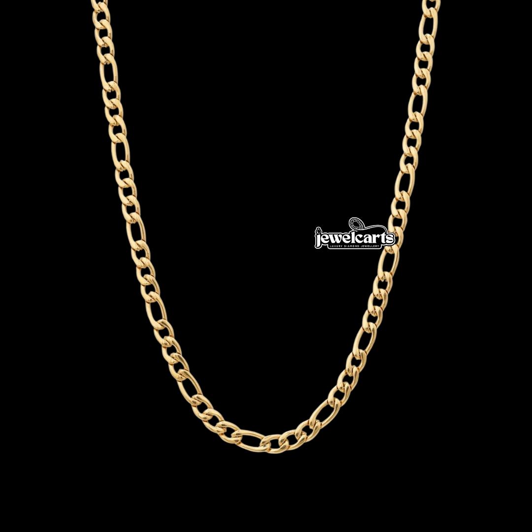 4MM 14K Yellow Gold Figaro Chain Front View