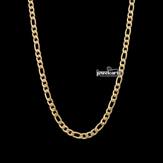4MM 14K Yellow Gold Figaro Chain Front View