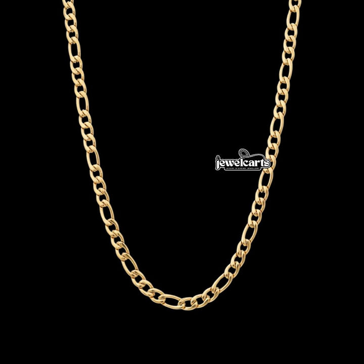 4MM 14K Yellow Gold Figaro Chain Front View