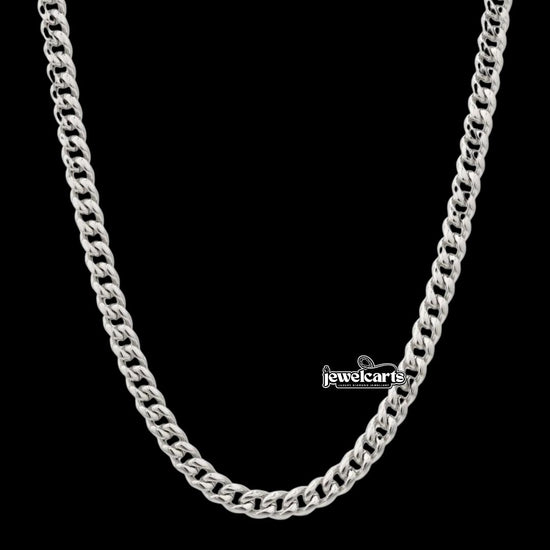 4MM 925 Sterling Silver Moissanite Cuban Link Chain Front View