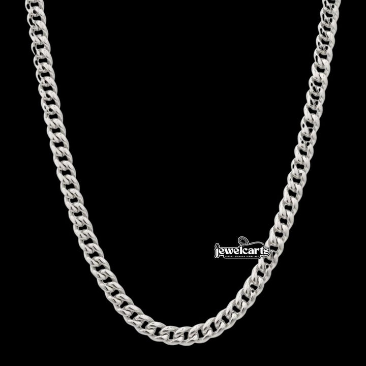 4MM 925 Sterling Silver Moissanite Cuban Link Chain Front View