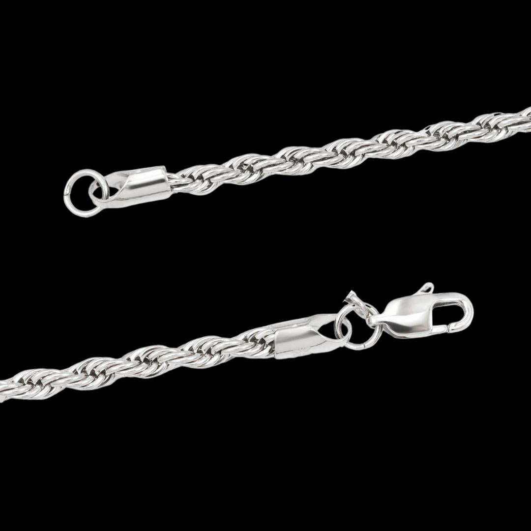 4MM 925 Sterling Silver Rope Link Chain Clasp View