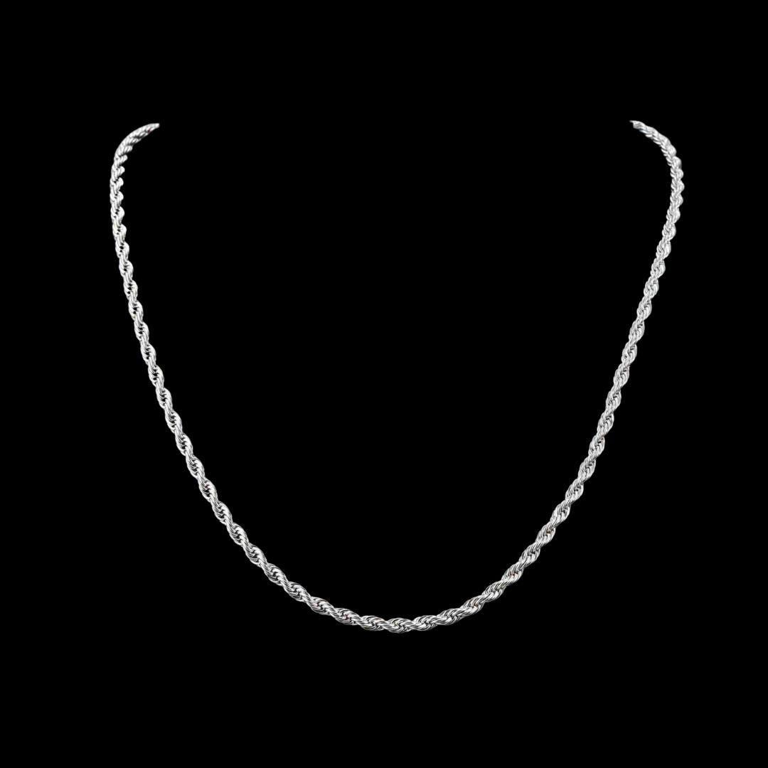 4MM 925 Sterling Silver Rope Link Chain Close Up View