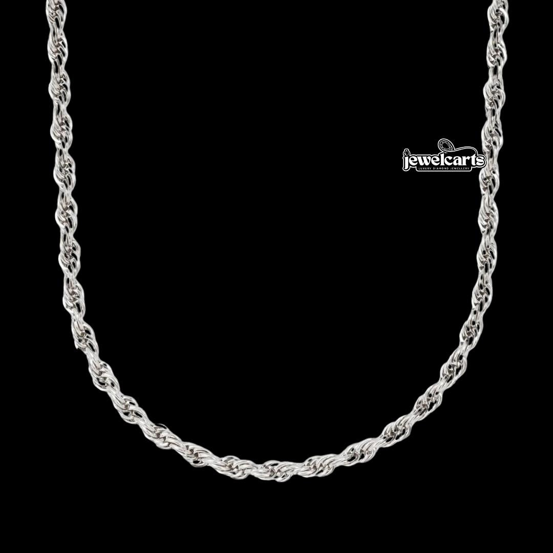 4MM 925 Sterling Silver Rope Link Chain Front View