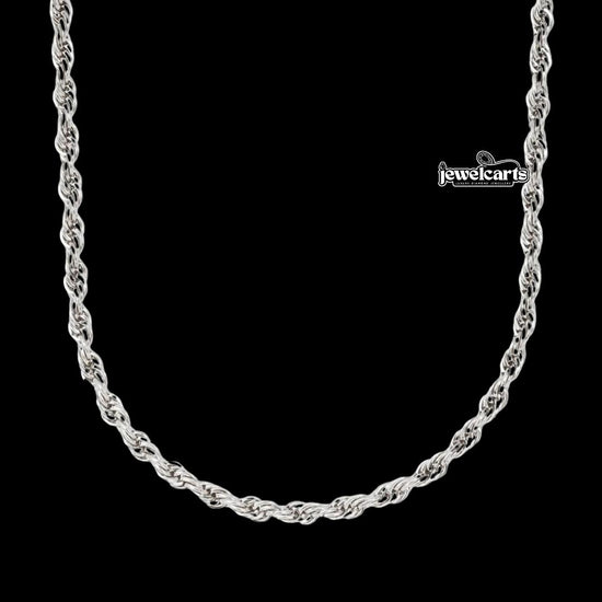 4MM 925 Sterling Silver Rope Link Chain Front View