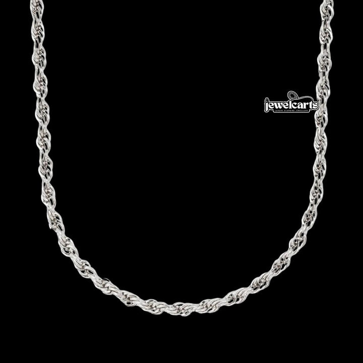 4MM 925 Sterling Silver Rope Link Chain Front View