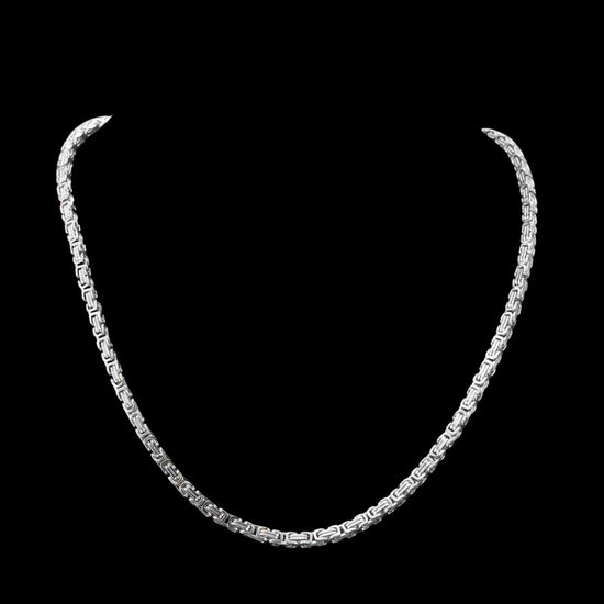 4MM Byzantine Chain Silver Close Up View
