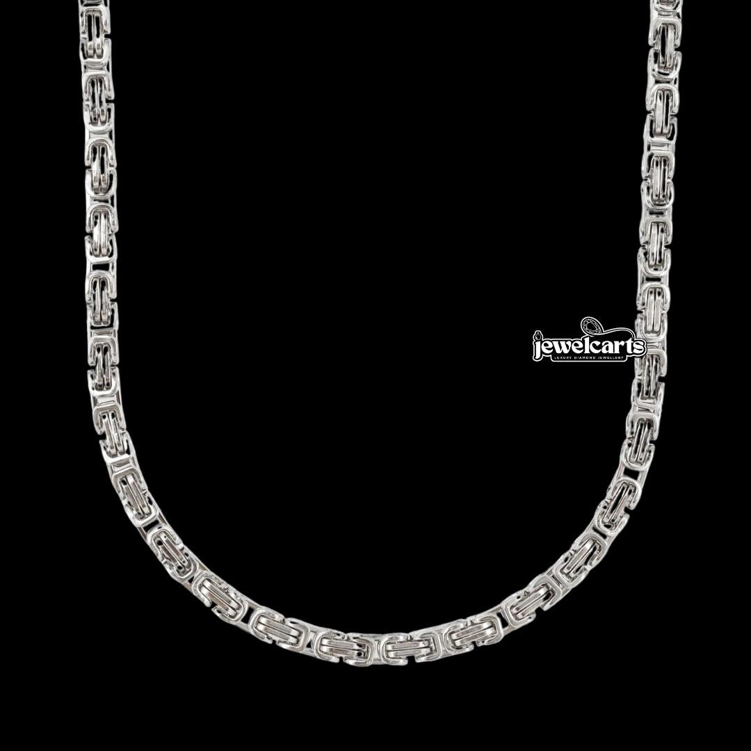 4MM Byzantine Chain Silver Front View