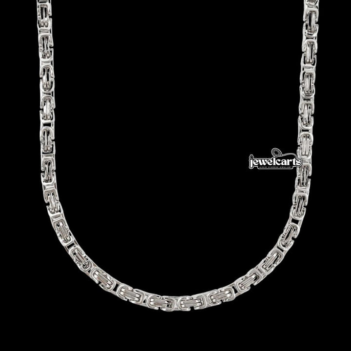 4MM Byzantine Chain Silver Front View