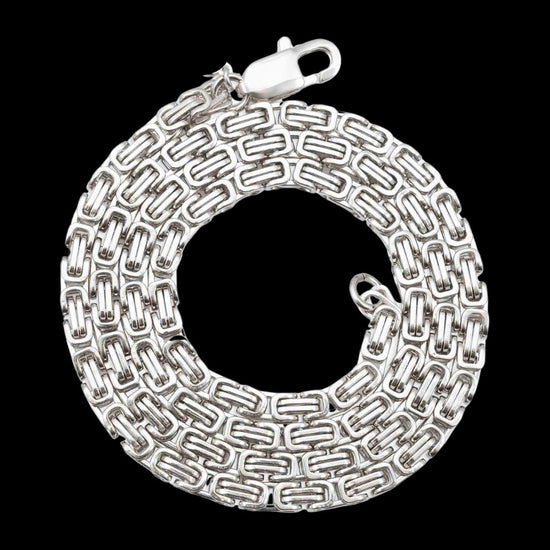 4MM Byzantine Chain Silver Full Close Up View