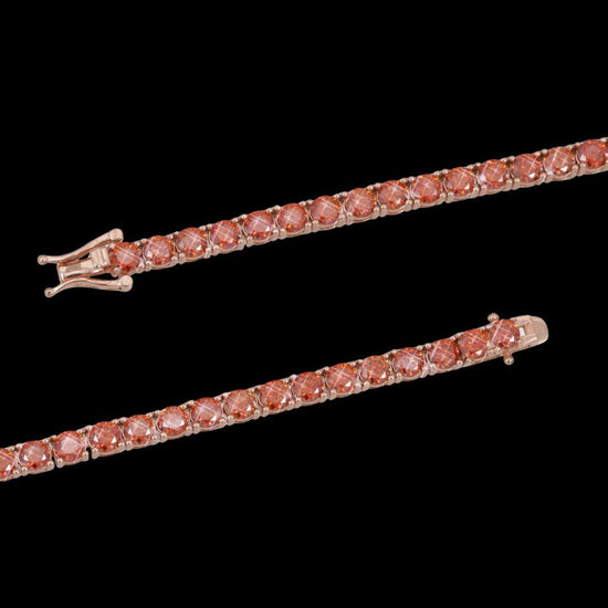 4MM Red Moissanite Tennis Link Chain in 14K Gold Clasp View