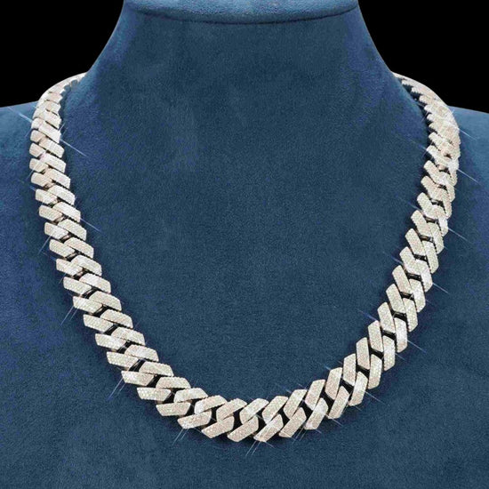 15MM 4-Row Moissanite Cuban Link Chain 14K Gold