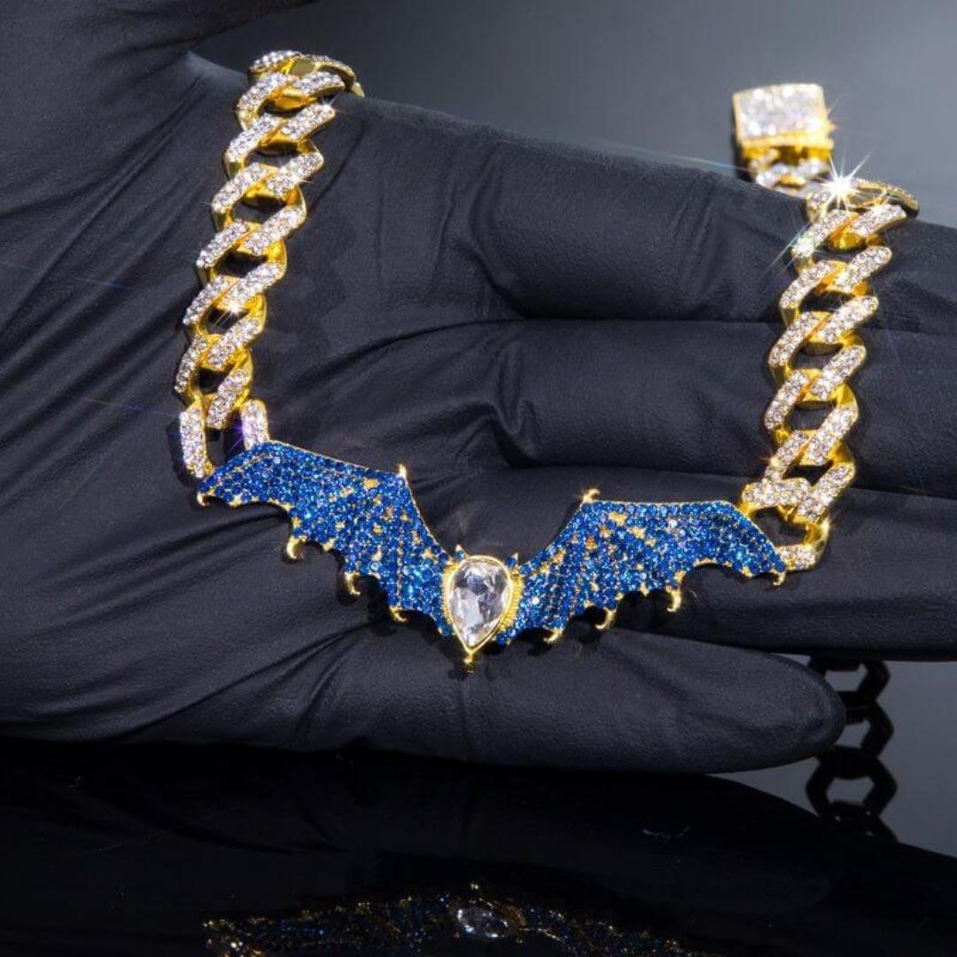 12mm Round Moissanite Cuban Link Chain Batlink in 14K Yellow Gold
