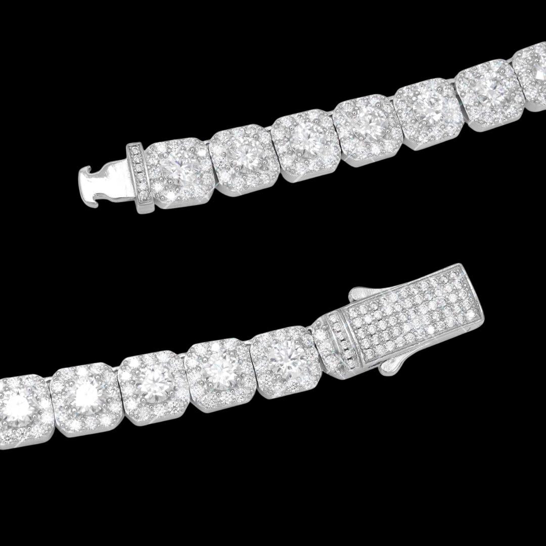 10MM VVS Moissanite Tennis Necklace in Sterling Silver