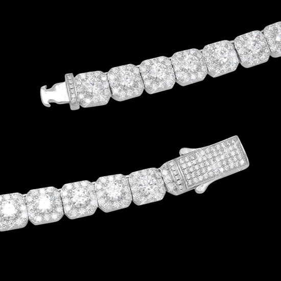 10MM VVS Moissanite Tennis Necklace in Sterling Silver