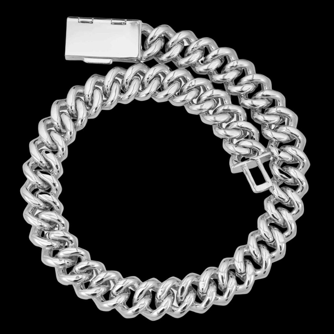 4 Row 20MM VVS Moissanite Cuban Chain 14K Gold Back View