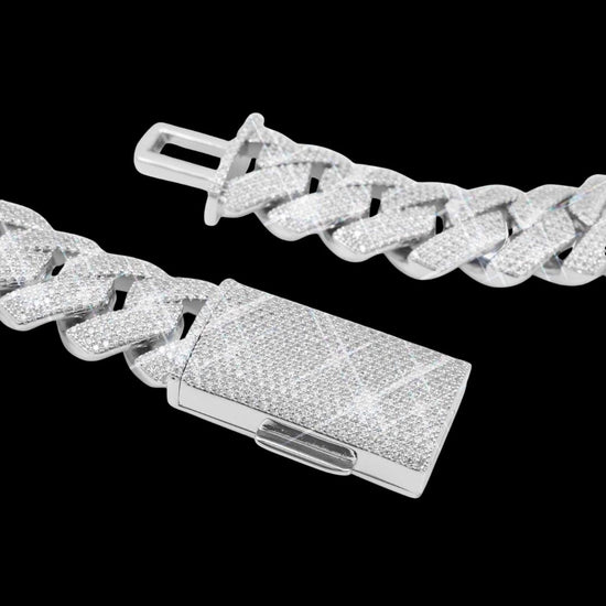 4 Row 20MM VVS Moissanite Cuban Chain 14K Gold Clasp View