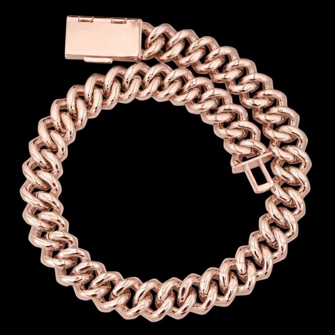 4 Row 20MM VVS Moissanite Cuban Chain 14K Rose Gold Back View