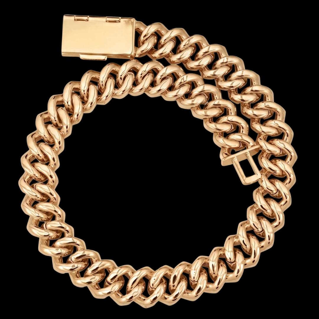 4 Row 20MM VVS Moissanite Cuban Chain 14K Yellow Gold Back View