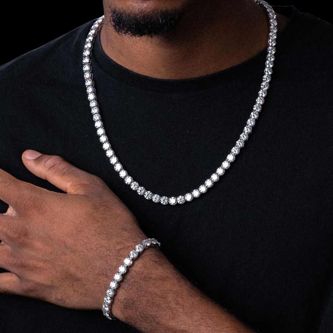 5MM Moissanite Tennis Chain and Bracelet Set