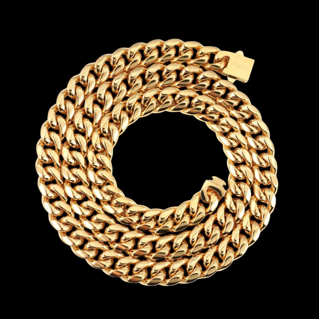 10MM 14K Gold Cuban Chain and Bracelet Set
