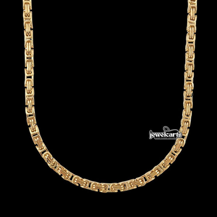 4mm Byzantine Chain in 14K Yellow Gold Front View