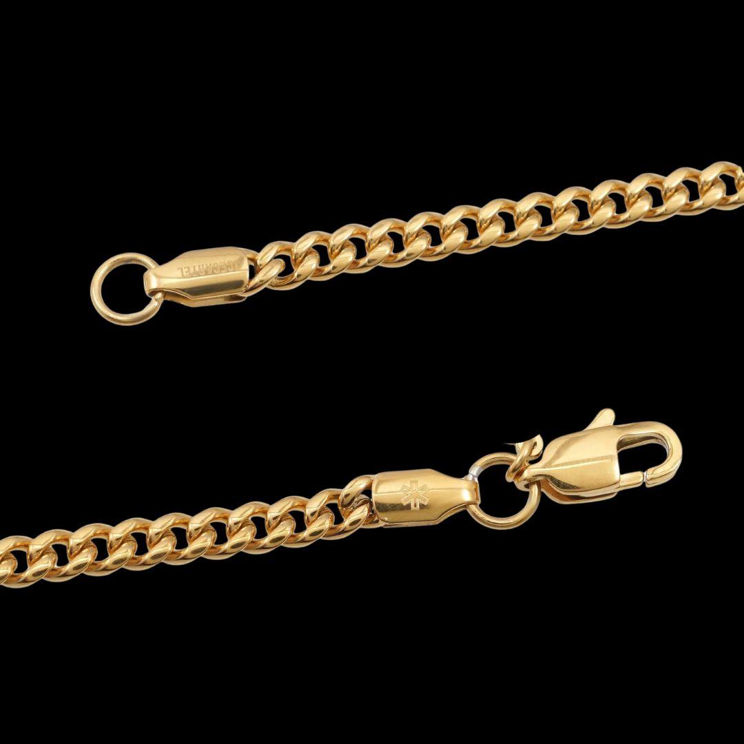 4mm Cuban Link Chain in 14K Yellow Gold Clasp View