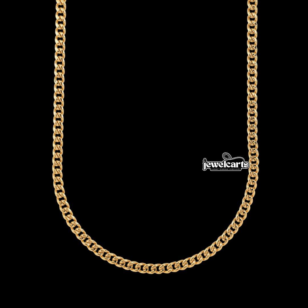 4mm Cuban Link Chain in 14K Yellow Gold Front View