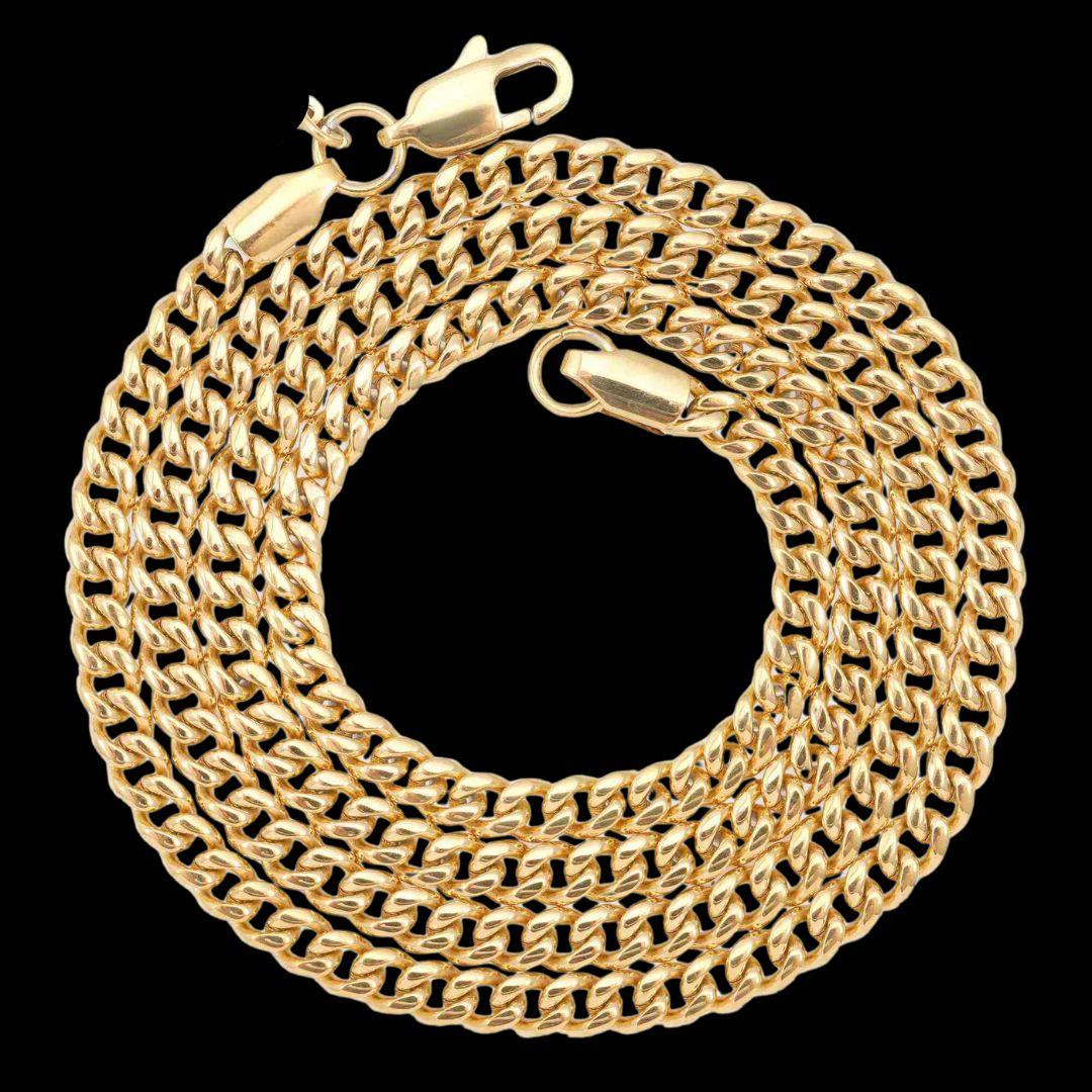4mm Cuban Link Chain in 14K Yellow Gold Full Close Up View