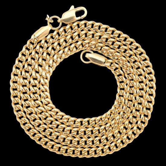 4mm Cuban Link Chain in 14K Yellow Gold Full Close Up View