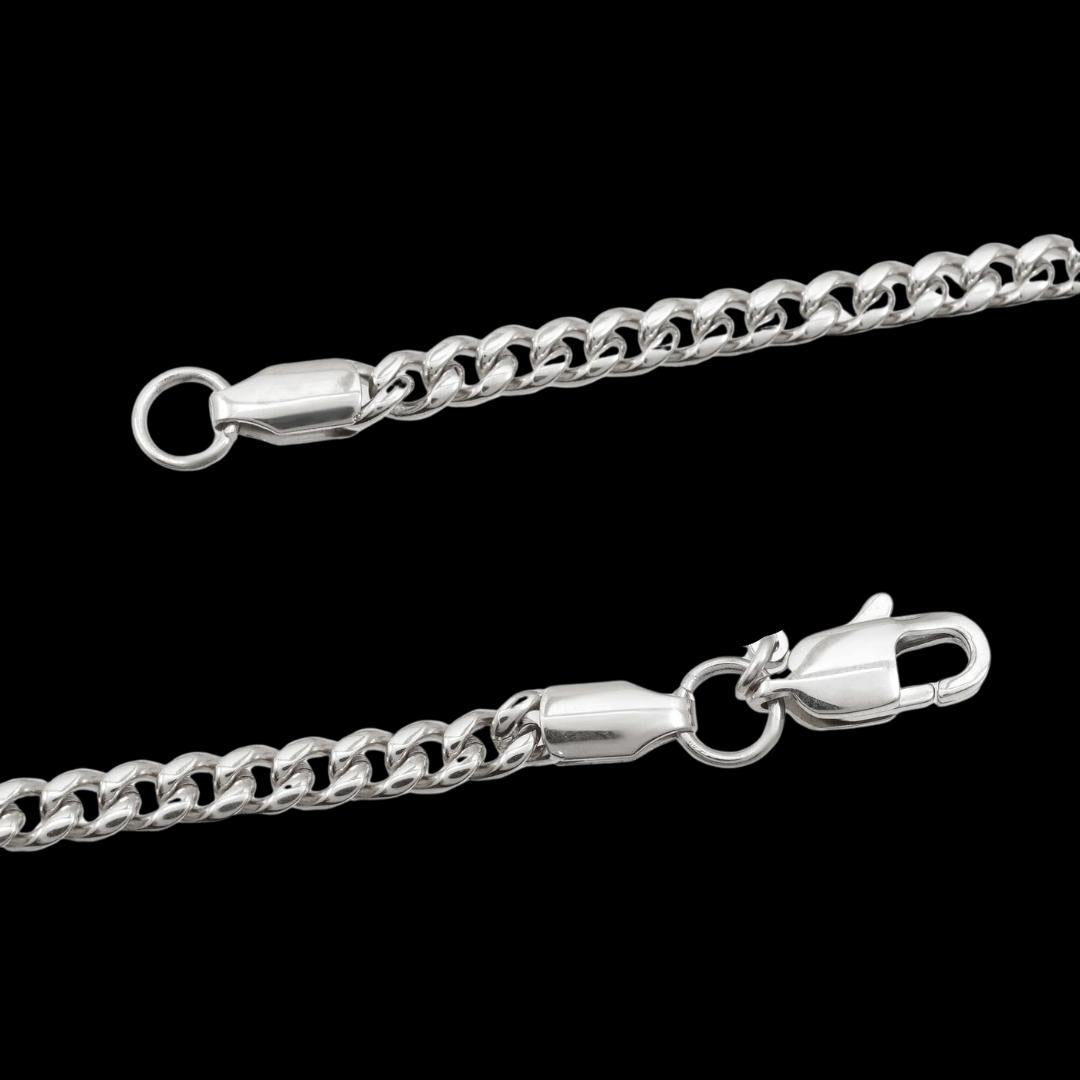4mm Cuban Link Chain in 925 Sterling Silver Clasp View