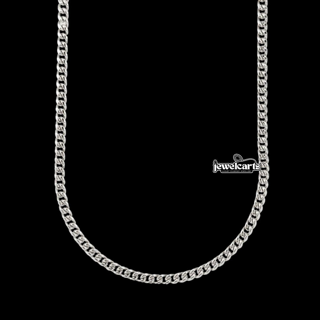 4mm Cuban Link Chain in 925 Sterling Silver Front View