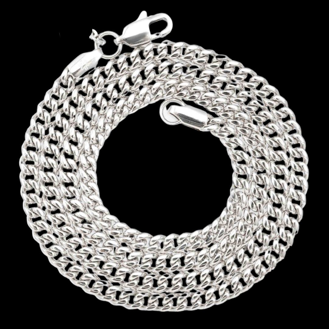 4mm Cuban Link Chain in 925 Sterling Silver Full Close Up View