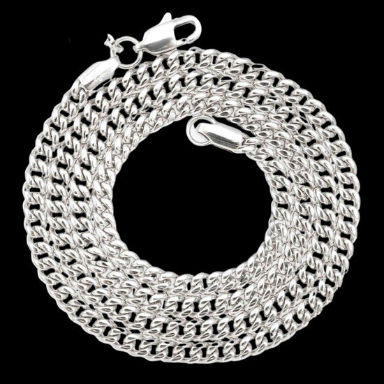 4mm Cuban Link Chain in 925 Sterling Silver Full Close Up View