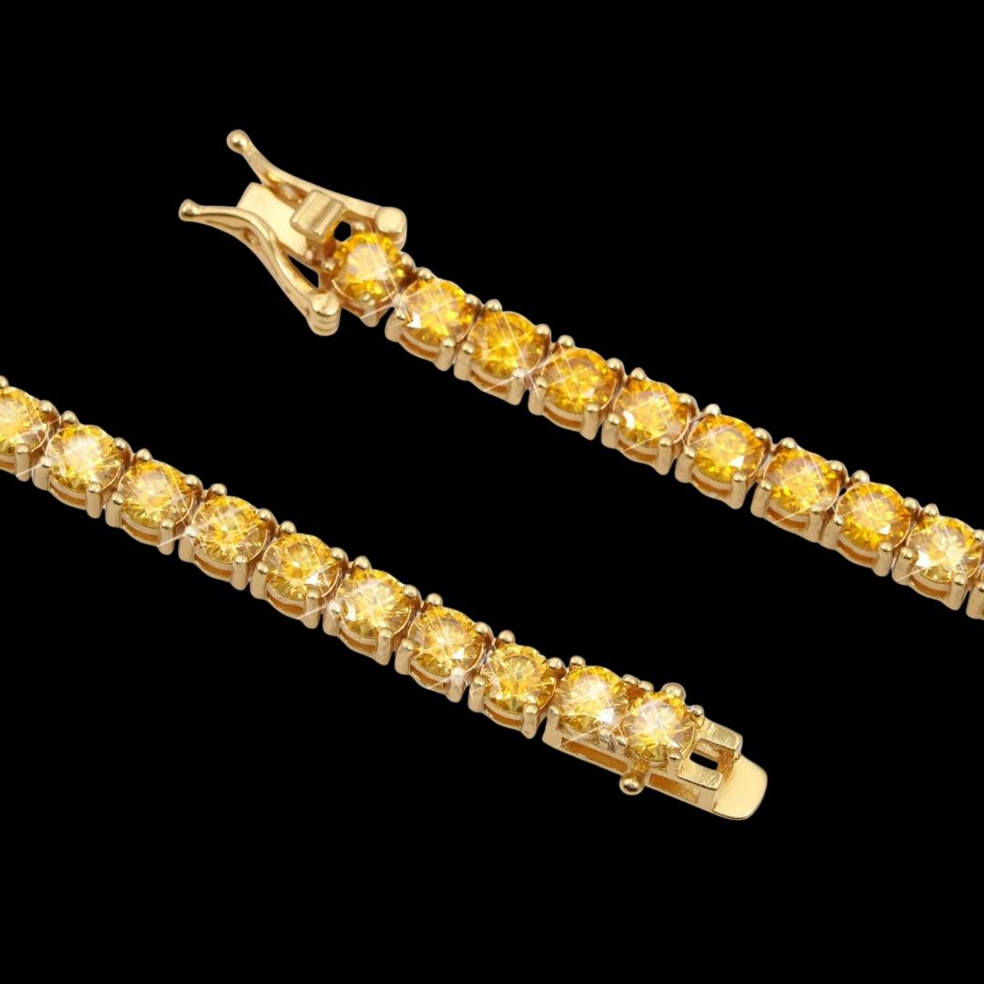 4mm Yellow Moissanite Tennis Chain in 14K Yellow Gold Clasp View