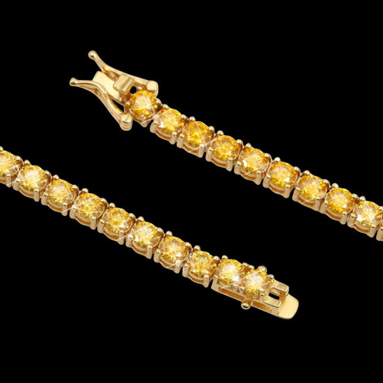 4mm Yellow Moissanite Tennis Chain in 14K Yellow Gold Clasp View