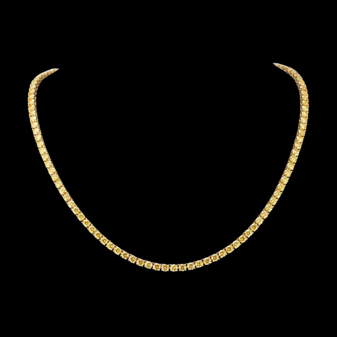 4mm Yellow Moissanite Tennis Chain in 14K Yellow Gold Close Up View