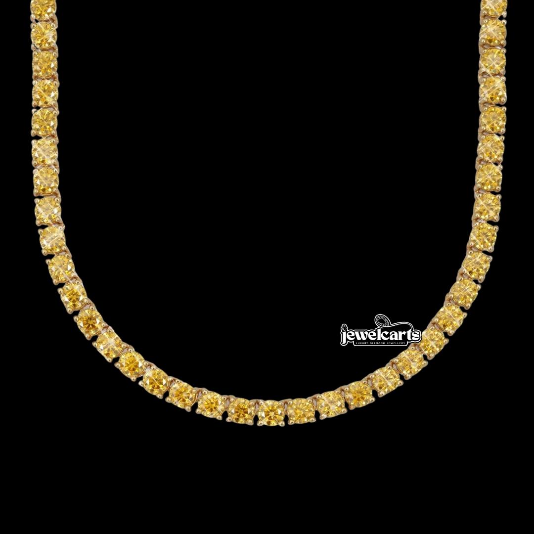 4mm Yellow Moissanite Tennis Chain in 14K Yellow Gold Front View